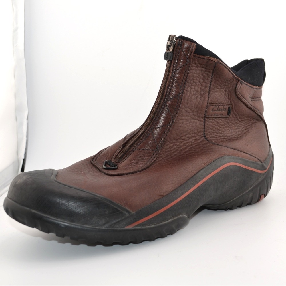 Clarks Muckers Ankle Boots Womens 10 Brown Leather Waterproof Front Zip Outdoor - Picture 4 of 10